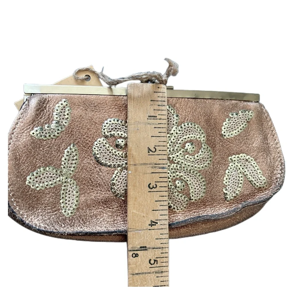 Patricia Nash Leather Clutch Wallet Quiet Luxury Wedding Guest Gold Sequins
